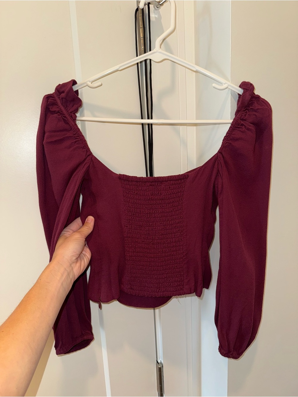 Wilfred Burgundy Square Neck Peasant Blouse - Picture 3 of 3
